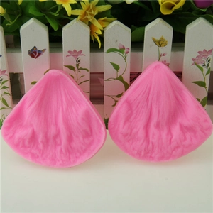 Pink peony petal silicone mold with realistic leaf veins for fondant cake decoration