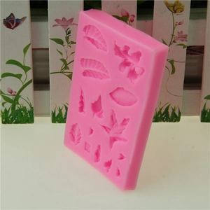 Moule rectangulaire en silicone rose avec motifs de feuilles pour fondant et DIY