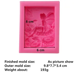 Pink fairy and lotus silicone mold for handmade soap and candles with dimensions 8x6cm