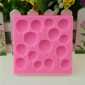 Pink silicone balloon mold for 12 DIY fondant chocolates with detailed texture
