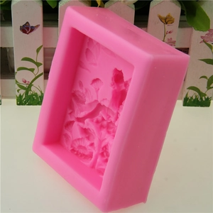 Pink fairy lotus girl silicone mold for handmade soap and cake fondant with floral relief