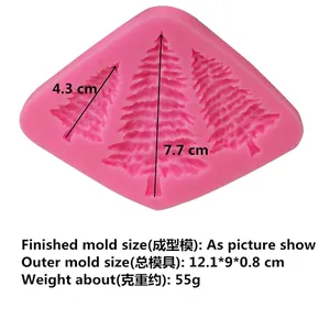 Pink silicone Christmas tree fondant mold for cake decorating and chocolate baking tool