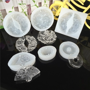DIY Silicone Jewelry Mold For Resin Craft Chinese Style Dragon Phoenix Lotus Fan Pendant Handmade Jewelry Making Tool