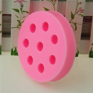 Pink round 9-cavity silicone blueberry mold for chocolate cake decoration and baking