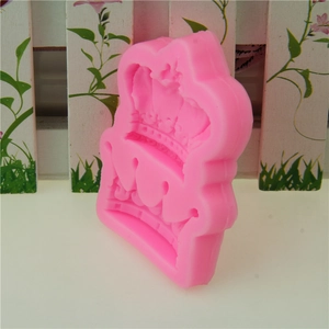 Pink 2-cavity crown silicone mold for DIY fondant cake, chocolate and handmade soap crafting