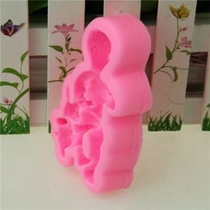Pink silicone baby bunny mold for DIY fondant cake baking and handmade soap making