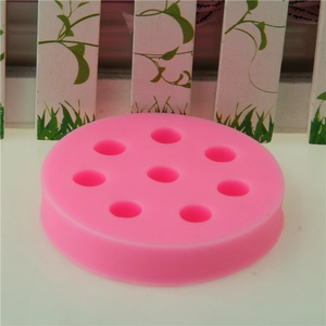 Pink silicone blueberry fondant mold with 8 cavities for cake decoration and chocolate