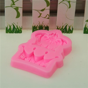Pink 2-hole crown silicone mold for DIY fondant cake, chocolate, and soap making craft