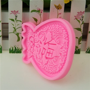 Pink silicone fondant mold featuring traditional Chinese lucky bag shape with Fu character