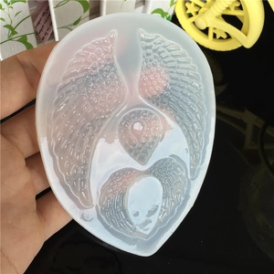 Translucent angel wings and heart silicone mold for DIY clay and resin pendant crafts