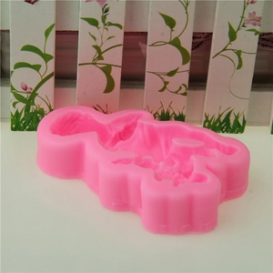 Pink silicone baby bunny mold for DIY fondant cake baking and chocolate making tools