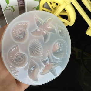 Translucent silicone ocean theme mold with starfish and seashell shapes for DIY crafts