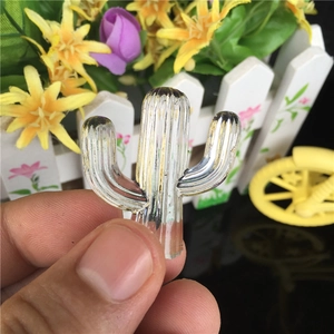 DIY cactus shaped clear resin charm with golden lines for jewelry and phone cases