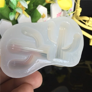 Translucent cactus shaped silicone mold for DIY UV resin keychain and jewelry making