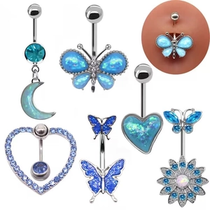 Piercing all'Ombelico in Acciaio Inossidabile Rame Farfalla Cuore Girasole Gioielli Donna Zirconia Opale Anello per Ombelico