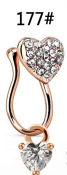 Rose gold U-shaped non-piercing nose clip featuring double heart crystal ornaments