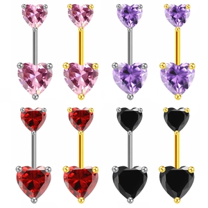 Piercing au Nombril Cœur Zircone Acier Inoxydable Bijoux de Corps pour Femme Or Argent pour Plage Fête Cadeau