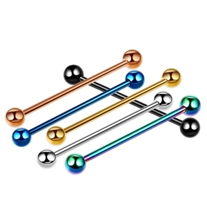 Set di piercing industriali in acciaio inossidabile lucido in sei colori metallizzati