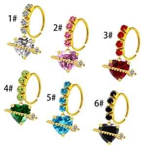 Stainless Steel Rhinestone Nose Ring Heart Butterfly Spider Crown Evil Eye Saturn Septum Piercing Body Jewelry For Women Men