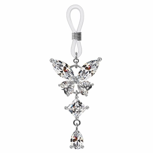 Anneau de Mamelon en Alliage d'Acier Inoxydable Strass Papillon Couronne Coeur Bijoux de Corps Sans Piercing Pendentif Lunettes Femme