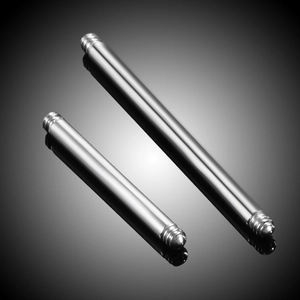 Polished G23 titanium straight bars for body piercing with precision threading