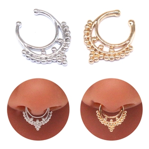 Detailed comparison of double layer skull non-piercing nose ring in gold and silver plating