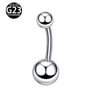 Macro detail of G23 solid titanium curved barbell for body piercing accessories