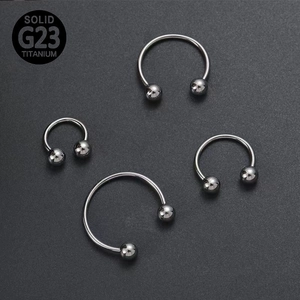 Polished G23 titanium circular barbells set for body piercing in various sizes