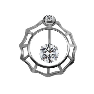 Stainless steel dolphin navel piercing with double round stones and starburst frame