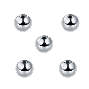 Five polished silver G23 titanium screw ball replacements for body piercing jewelry