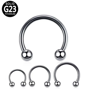 Polished silver G23 titanium horseshoe circular barbell piercings in various sizes