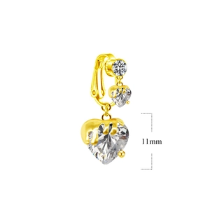 Detail eines 11mm Herz-Ohrrings in Goldoptik mit funkelnden Zirkoniasteinen
