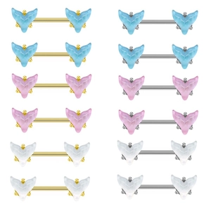 Anneaux de Mamelon en Acier Inoxydable Queue de Poisson Sirène Bijoux de Piercing Or Argent Barbells Résine Femme