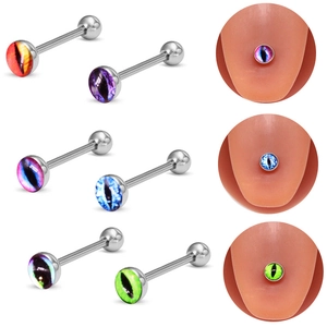 Piercing de Langue en Acier Inoxydable Mauvais Œil Pupille Barre Bijoux Pour Hommes Femmes Style Punk Gothique Accessoire