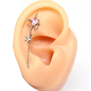 Orecchini a Bottone Punk con Zircone Cuore Stella Luna Croce Catena Gioielli in Rame per Piercing Cartilagine per Donna Uomo Festa