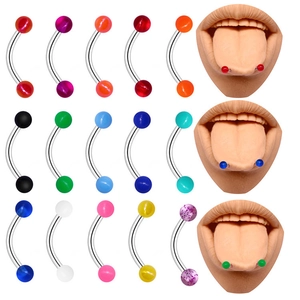 Piercing de Langue Boule en Acrylique Colorée Barre en Acier Inoxydable Bijoux de Corps Simple Unisexe Punk Mode