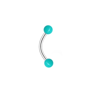 Barbell courbé en acier inoxydable avec des extrémités sphériques bleu turquoise
