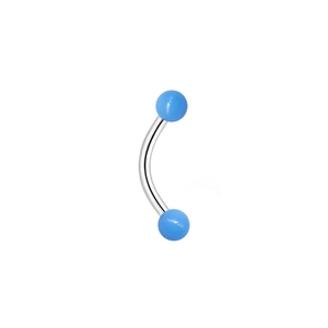 Bijou de piercing courbe avec boules en acrylique bleu clair et tige en métal argenté