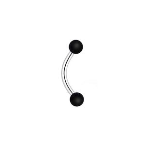 Barbell courbé minimaliste pour langue en acrylique avec tige argentée et billes noires