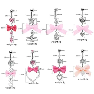 Größentabelle für Bauchnabelpiercings mit Schleife und Details zu Edelstahl-Körperbauchringen
