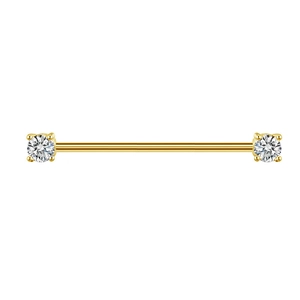 Piercing industrial dorato con pietre di zircone cubico bianco scintillante alle estremità