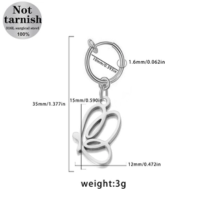 Detail der Schmetterling-Bauchnabelring-Abmessungen aus 316L Chirurgenstahl ohne Anlaufen