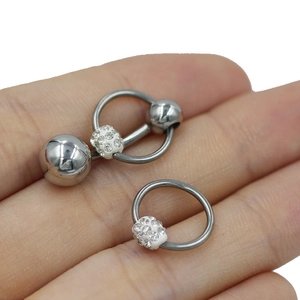 Piercings para el ombligo de acero inoxidable pulido con cristales brillantes