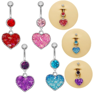 Piercing de Ombligo de Aleación de Zinc en Forma de Corazón con Strass Joyería para Mujer Piercing Corporal Ombligo