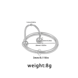 Dettaglio dell'anello PA in acciaio inossidabile da 26 mm con spessore 3 mm e ponte 6 mm