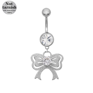 Bauchnabelpiercing aus Chirurgenstahl mit silbernem Bogendesign und Zirkonsteinen