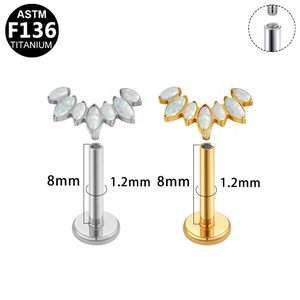 Detail of F136 titanium threaded stud showing white opal fan top and screw mechanism