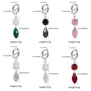 Pendientes de aro con colgantes de gota y piedras preciosas facetadas de varios colores