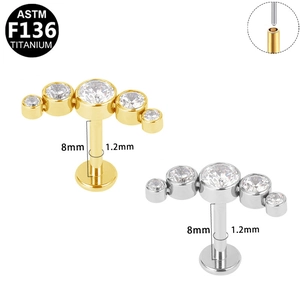 Detailweergave van de interne schroefdraad en 8mm lengte van de titanium lipstuds