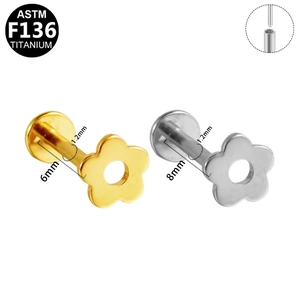 Détails de bijoux de piercing fleur en titane F136 avec filetage interne et tailles